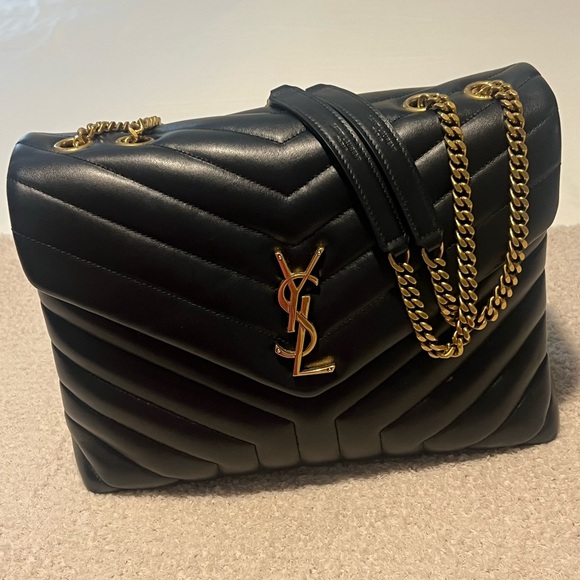 Authentic SAINT LAURENT YSL Loulou medium quilted leather shoulder bag. - Picture 7 of 14